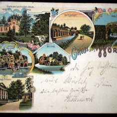 P.201 CARTE POSTALA GERMANIA GRUSS AUS WÖRLITZ 1910 LITHO