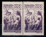 Romania 1947, LP 206, Seceta, EROARE 3700 + 5300 Lei violet "painea taiata orizontal" - in pereche cu o marca normala, MNH LUX!