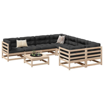 vidaXL Set canapea de grădină, 9 piese, lemn masiv de pin foto