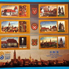 TIMBRE ROMÂNIA LP1769b/2007 Sibiu -Capitală Europeană -Bloc 6 timbre MNH