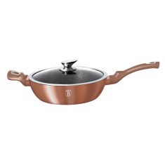 Tigaie marmorata cu capac 28 cm Rose Gold Metalic Line Berlinger Haus BH 1518N foto