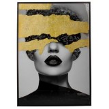 Tablou Canvas Glossy cu Cristale si Glitter, 52x72x2,8 cm, Rama Neagra din Lemn, CMCLASS