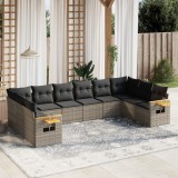 vidaXL Set mobilier de grădină cu perne, 10 piese, gri, poliratan