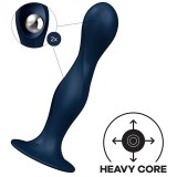 Dildo cu Bile Metalice Double Ball-R, Silicon, Albatsru Inchis, 18 cm