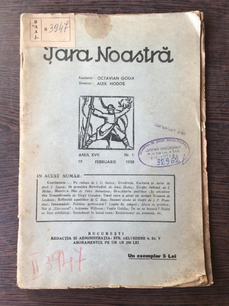 Tara Noastra - Nr. 1 Anul XVII 19 Feburarie 1938