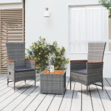 Set șezlonguri de grădină, 3 piese, poliratan și lemn acacia