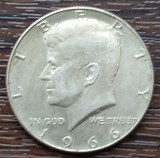 (A1006) MONEDA DIN ARGINT SUA - HALF DOLLAR 1966, KENNEDY, 11.5 GR., PURITATE 400, Europa