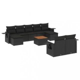 Cumpara ieftin Set canapele de gradina cu perne, 10 piese, negru, poliratan