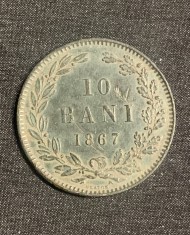 Moneda 10 bani 1867 Heaton foto