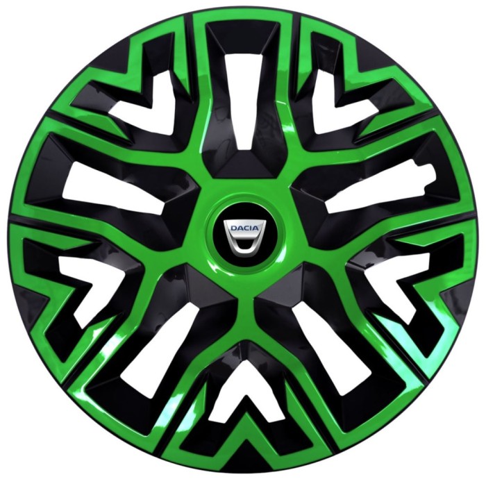 Set 4 Capace Roti 14 inchi (R14), Best Verde-Negru, Compatibile Cu Dacia