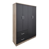 Cumpara ieftin Dulap de haine Four-door wardrobe, Antracit-Sonoma, 121x42x181 cm