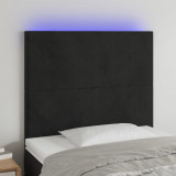 VidaXL Tăblie de pat cu LED, negru, 80x5x118/128 cm, catifea