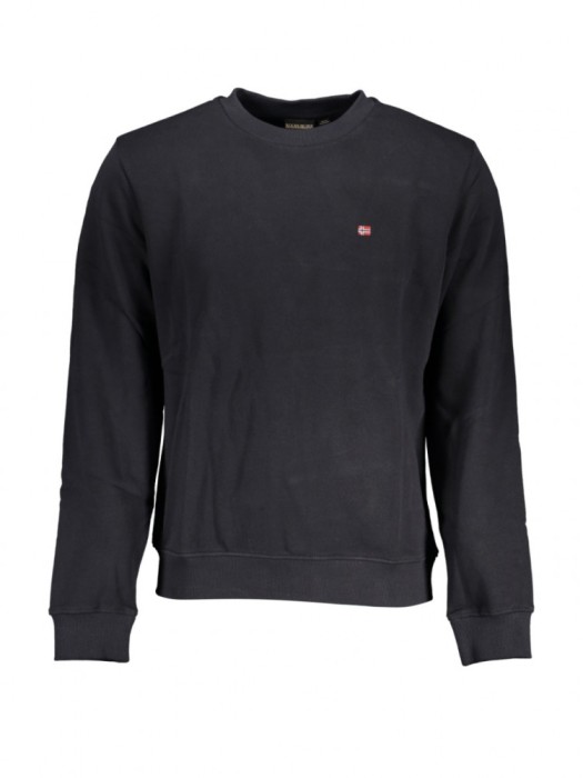 Napapijri Bluza BALIS CREW barbati, cu mini logo brodat, Regular fit, Negru, S