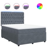 Cumpara ieftin Pat box spring cu saltea, gri inchis, 140x200 cm, catifea
