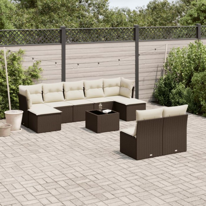 Gossi set canapele de gradina cu perne, 10 piese, maro, poliratan