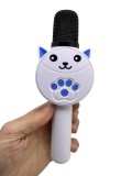 Microfon karaoke copii model pisica wireless Bluetooth cu difuzor lumini si efecte vocale