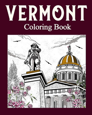 Vermont Coloring Book: Adult Painting on USA States Landmarks and Iconic, Stress Relief Activity Books foto