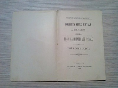 INFLUENTA STAREI MINTALE A INDIVIZILOR...RESPONSABILITATEI LOR PENALE -1898.102p foto