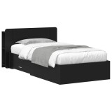 Cumpara ieftin Cadru de pat cu depozitare Negru 75 x 190 cm Lemn prelucrat