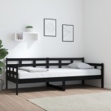 Gossi pat de zi, negru, 80x200 cm, lemn masiv de pin