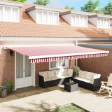 vidaXL Marchiză manuală retractabilă cu dungi roșu și alb 500x300 cm