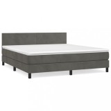Cumpara ieftin Pat box spring cu saltea, gri inchis, 180x200 cm, catifea