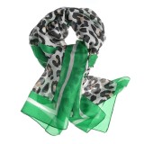 Esarfa matase verde cu imprimeu animal print 50 x 180 cm