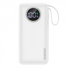 Powerbank Dudao 10000mAh USB-A / USB-C 22,5W Cu Cablu Lightning încorporat și USB-C Alb (K15SW)