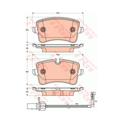 Placute frana Audi A4, 11.2007-12.2015, A5, 06.2007-01.2017, A6 Avant, 05.2011-, A7 Sportback, 10.2010-, Q5, 11.2008-, Porsche Macan, 02.2014-, TRW foto