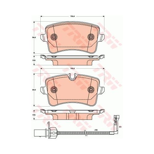 Placute frana Audi A4, 11.2007-12.2015, A5, 06.2007-01.2017, A6 Avant, 05.2011-, A7 Sportback, 10.2010-, Q5, 11.2008-, Porsche Macan, 02.2014-, TRW