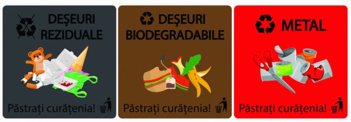 Stickere Colectare Selectiva - Deseuri Reziduale, Biodegradabile si Metal