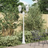 VidaXL St&acirc;lp de lumini Grădină 2-Lampă E27 Alb 235 cm Aluminiu