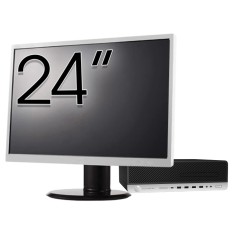 Pachet Calculator Second Hand HP ProDesk 800 G3 SFF, Intel Core i5-7500 3.40 - 3.80GHz, 16GB DDR4, 500GB SSD + 1TB HDD, DVD-ROM + Monitor 24&amp;quot; New