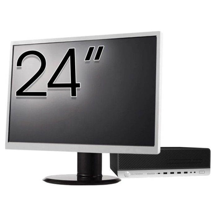 Pachet Calculator Second Hand HP ProDesk 800 G3 SFF, Intel Core i5-7500 3.40-3.80GHz, 8GB DDR4, 256GB SSD + Monitor 24&amp;quot; NewTechnology Media