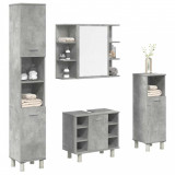 VidaXL Set mobilier de baie, 4 piese, gri beton, lemn compozit