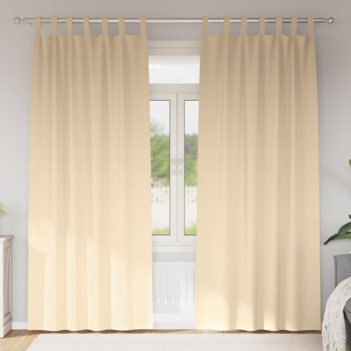 vidaXL Perdele cu perdele 2 pcs Crem 260 x 140 cm Poliester