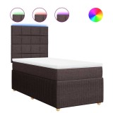 Cumpara ieftin Pat box spring cu saltea, maro inchis, 80x200 cm, textil