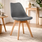 Cumpara ieftin Scaun Bucatarie/Living Leobert Mark, Stil Scandinav, PP/Lemn, Grafit, 49x43x82 cm, 120 kg