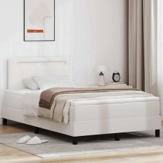 vidaXL Cadru de Pat cu Saltea Alb 120 x 190 cm Piele artificială