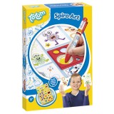 Joc educativ si creativ pentru copii Totum Spiro-Art, cu stickere incluse, pix 6 culori si foi pentru modele, sabloane cu forme