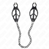 KINK - JAPANESE CLOVER NIPPLE CLAMPS WITH CHAIN BLACK 30 CM, KINK NIPPLE GRIP