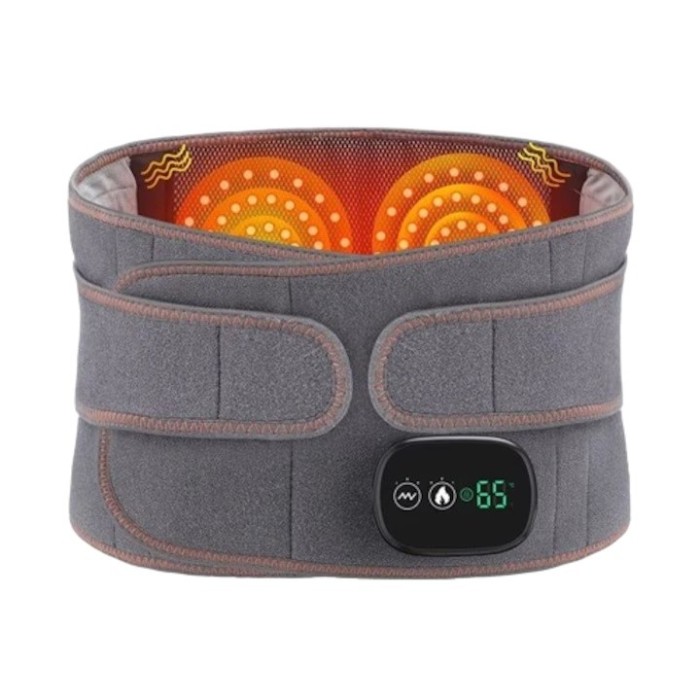 Centura electrica pentru abdomen, functie de incalzire, cu 3 niveluri temperatura, masaj cu vibratii, controler de afisare digitala, gri