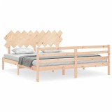 Cadru de pat cu tablie Super King Size, lemn masiv
