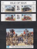 Isle of Man 1992 - Prima cale ferată transamericană, Serie cu Vinieta + Colita, Cota 17.50 EURO, MNH