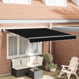 Marchiză manuală retractabilă vidaXL neagră 350x250 cm