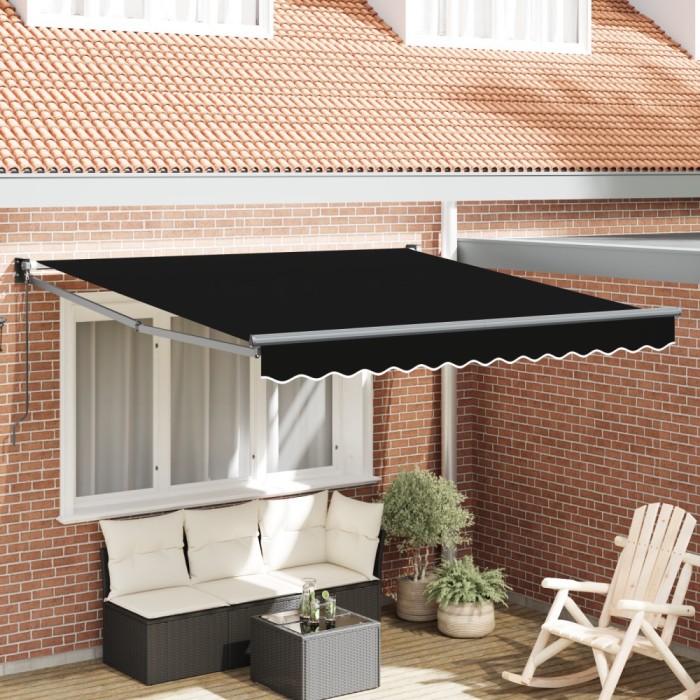 vidaXL Cortina Retractabilă Manual Negru 350 x 250 cm țesătură