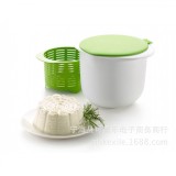 Recipient pentru Preparat Branza, Flippy, Capac de Silicon, Cheese Maker din Plastic, Strecuratoare, 17x14.5x12.8 cm, Verde