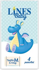 Scutece , M, marime 5-9, kg, 4 buc/set, LINES BABY
