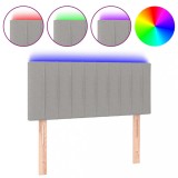 Cumpara ieftin Tablie de pat cu LED, gri deschis, 100x5x78/88 cm, textil