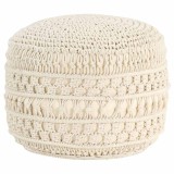 Cumpara ieftin Taburet puf macrame lucrat manual, 45 x 30 cm, bumbac